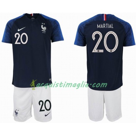 Divisa di Calcio Francia MARTIAL 20 2 star Bambino Prima Mondiali 2018